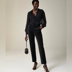 J Crew Tall Black Velvet Kate Slim-Fit Pant Size 4 Tall